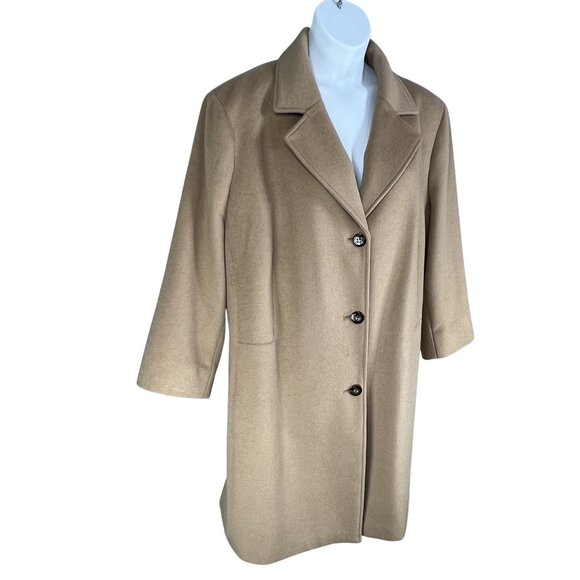 Calvin Klein NWT Womens 3X Camel Tan Wool Cashmere Blend Long Coat Quiet Luxury - Picture 1 of 16